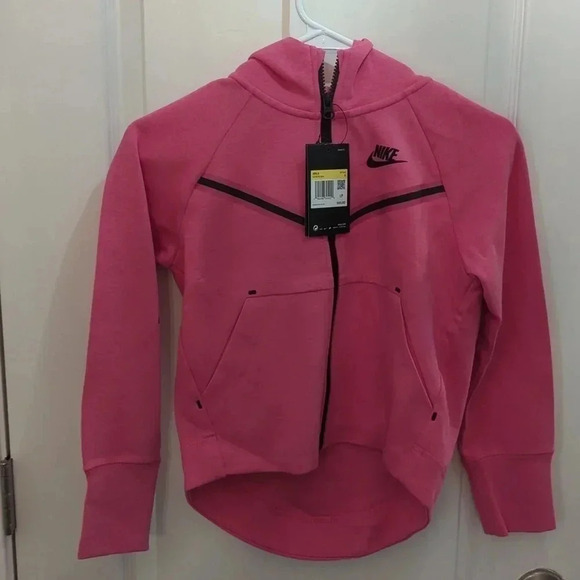 Nike LOOSE FIT Zip Hooded PINK Jacket Girl's Small - Picture 1 of 4